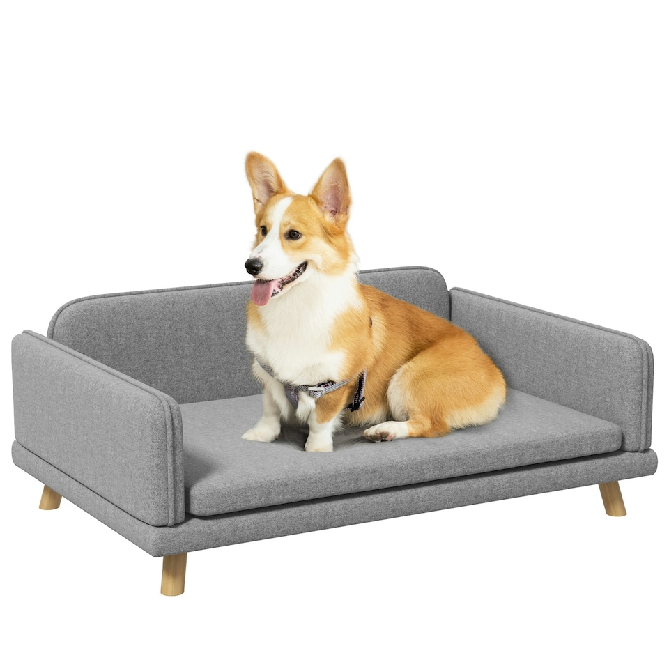 image 1 of PawHut Dog Sofa Bed with Legs, Water-Resistant Fabric for Medium Dogs - Grey