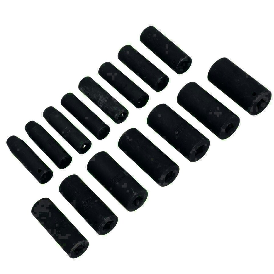 image 1 of 3/8in Drive Deep Metric Impact Impacted Sockets 6 Sided 8mm - 22mm 15pc Set