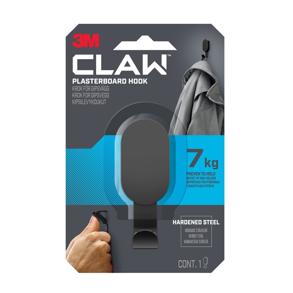 image 1 of 3M CLAW Plasterboard Hook, Holds up to 7 kg