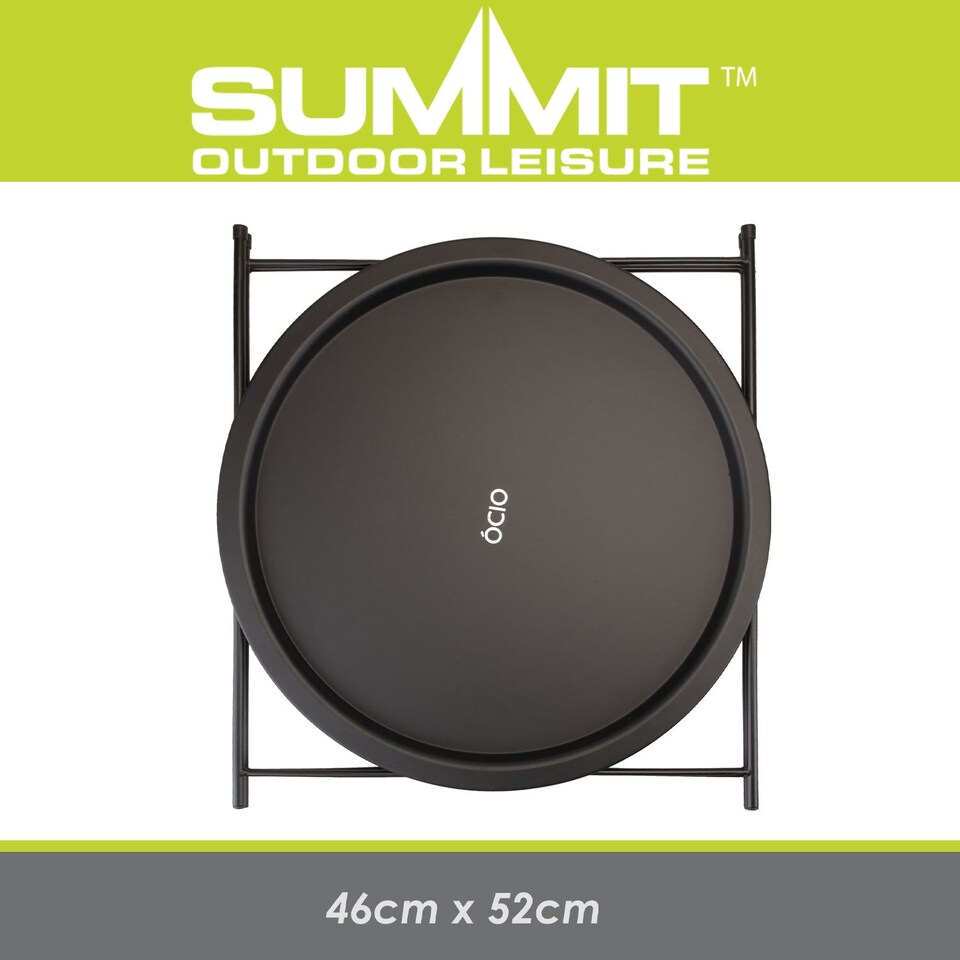 image 1 of vfm-estore Collapsible Round Side Table Tray - Strong Frame Black 46x52cm