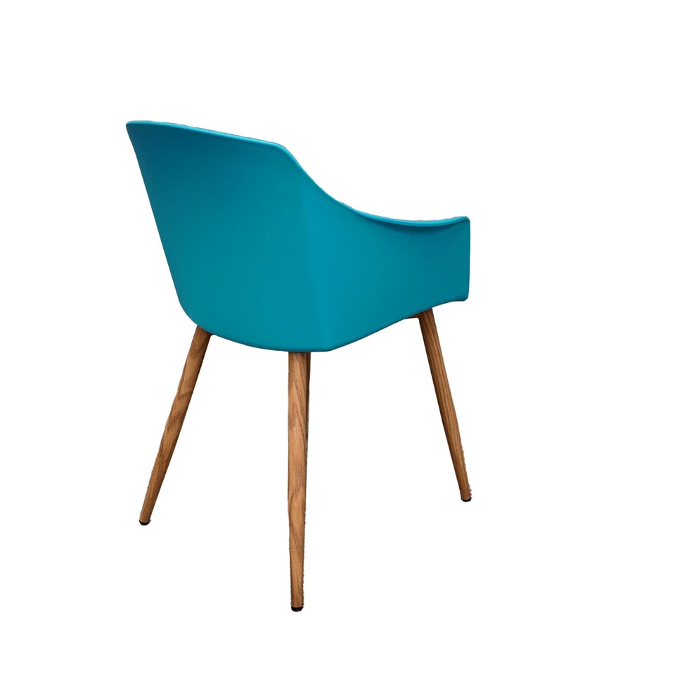 image 1 of Set of 2 Eden Modern Dining Chairs, Faux Leather Padded Cushion & Solid Wooden Legs Blue
