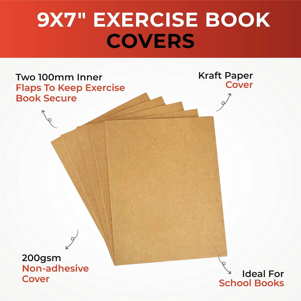 image 1 of Pack of 5 9x7" Kraft Paper Exercise Book Covers by Janrax