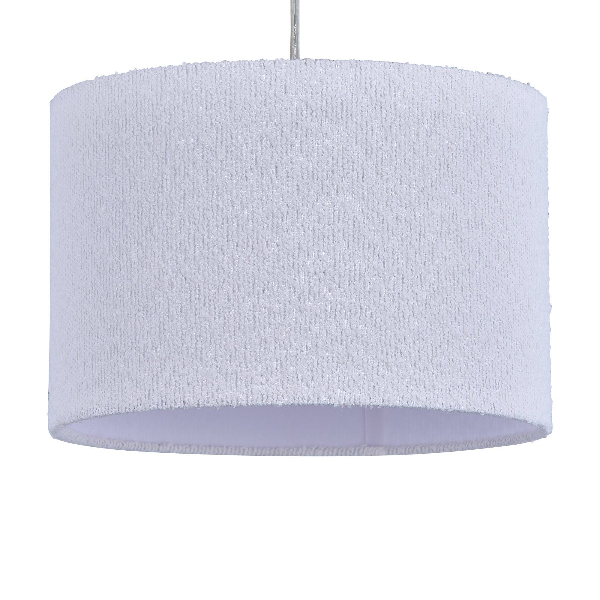 First Choice Lighting Boucle Off-White 30cm Easy Fit Pendant Shade or Table Lampshade in White