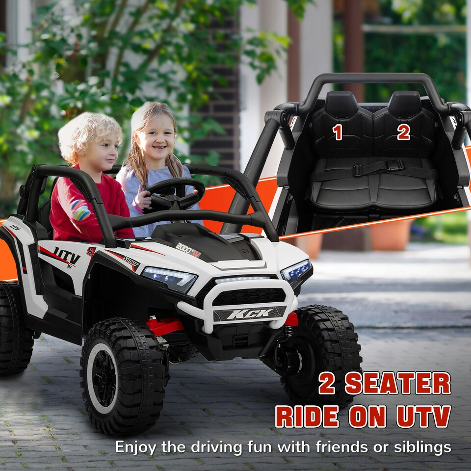 image 1 of AIYAPLAY 2 Seater 24V 7AH Ride on Truck w/ Spring Suspension, White