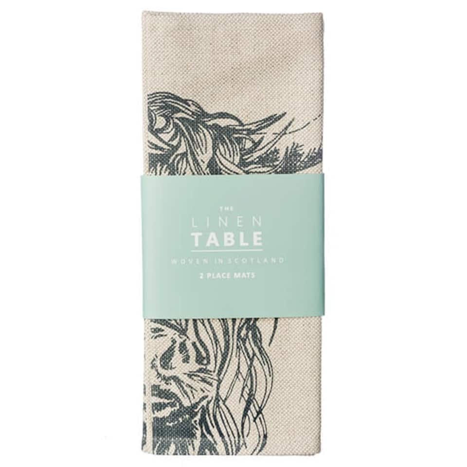 image 1 of The Just Slate Company Set of 2 Highland Cow Linen Placemats