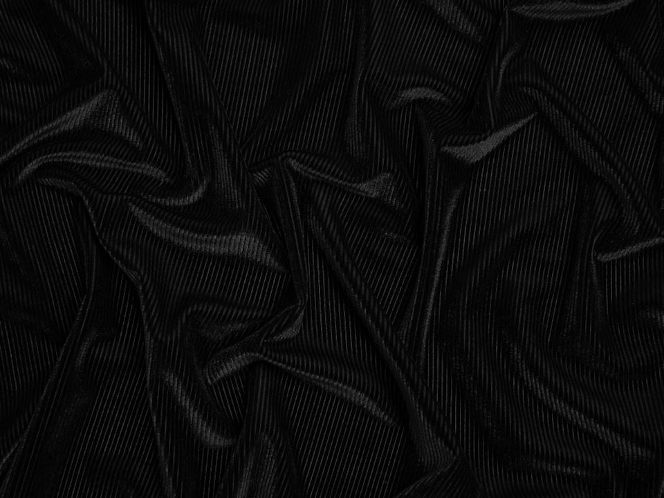 Black Narrow Rib Velvet Stretch Knit Fabric for Dressmaking, 155cm / 61" Wide - per metre