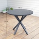 image 5 of Outsunny Garden Table, 85cm Round Outdoor Dining Table with Steel Frame, Wood Effect Top, for Balcony, Deck, Dark Grey | Grey