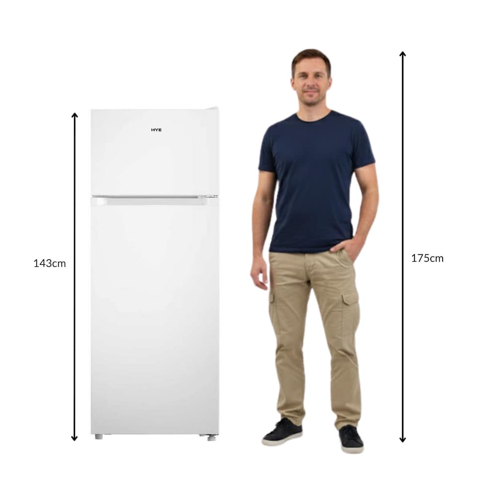 image 1 of HYE Freestanding Top Mounted Fridge Freezer, 206 Litre, 54.5cm, White - RF01TMF206W03