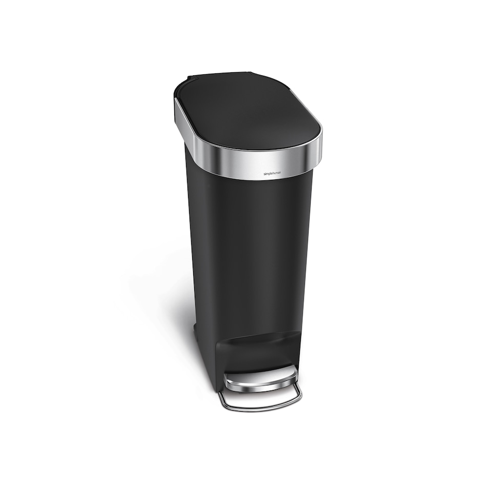 image 1 of Simplehuman 40L Slim Pedal Kitchen Bin with Liner Rim, Black Plastic