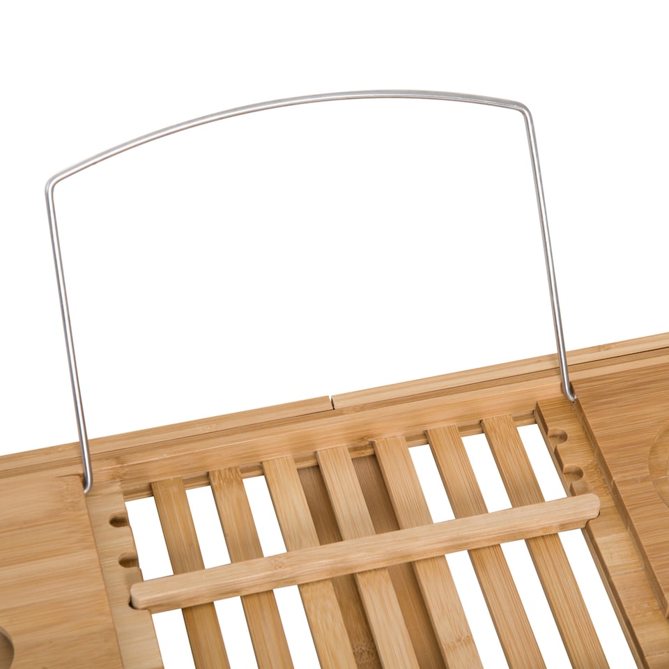 image 1 of HOMCOM Extendable Bamboo Bathtub Shelf Rack Bath Caddy Tray Bathroom Storage