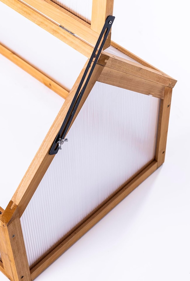 image 1 of Garden Gear Wooden XL Cold Frame Greenhouse, Polycarbonate Panels, Hinged Roof, Weather Protection | Brown | 1