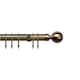 image 1 of 35mm Fixed Length Metal Curtain Pole Set Antique Brass Ball Finial 200cm Bronze | Bronze