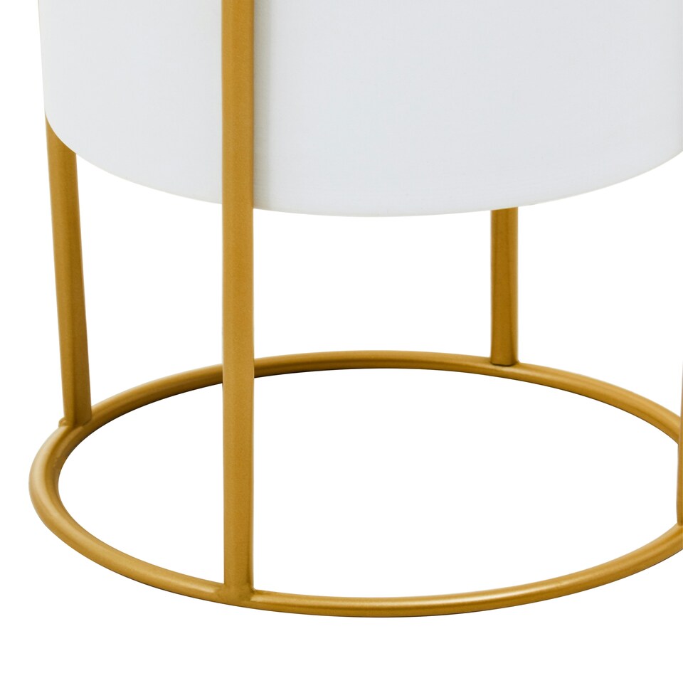 image 1 of Interiors by Premier Stylish And Functional Large Black And Gold Floor Standing Planter, Sleek And Sturdy Outdoor Garden Pots White