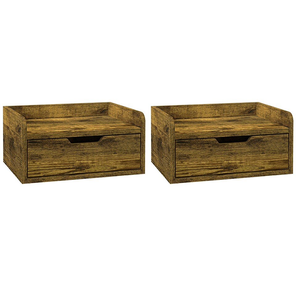 image 1 of HOMCOM Floating Nightstand Set of 2, Nightstand with Drawer