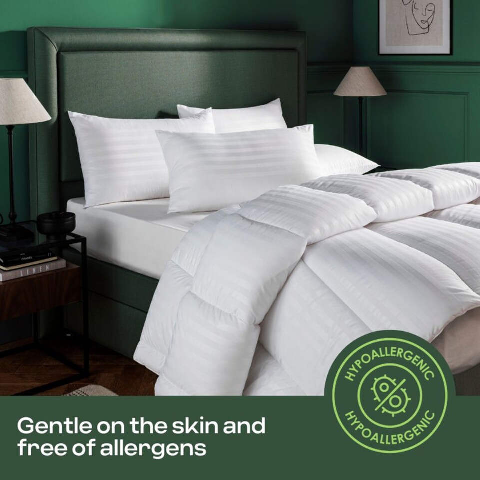 image 1 of MHG Living 1.5 Tog Summer Striped Duvet|Anti-Allergy Hypoallergenic Hollowfibre Quilt-Super King