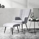image 2 of HOMCOM Armchair with Footstool, Living Room Chair, Linen Accent Chair for Bedroom, Home Study, Light Grey