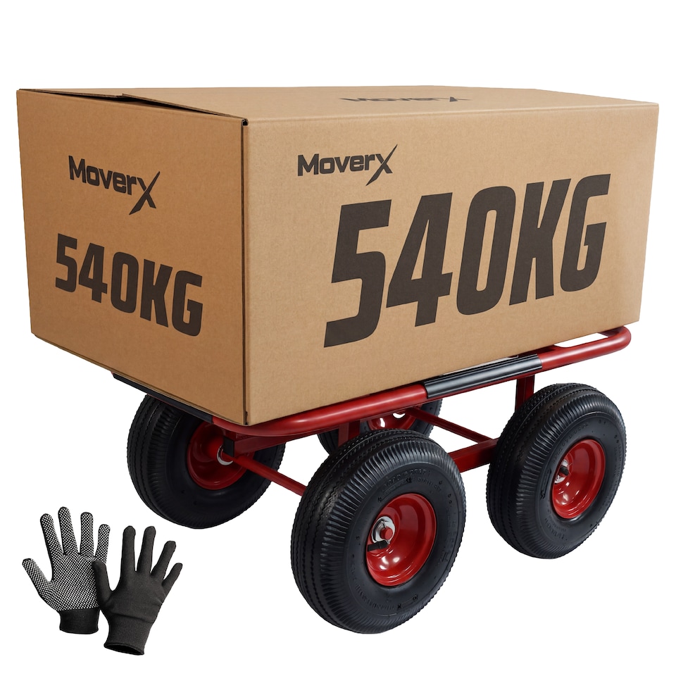 image 1 of MoverX Heavy Duty Furniture Dolly 540kg — 4 Rubber Wheels, Moving Trolley for Appliances, Furniture & Equipment, Red