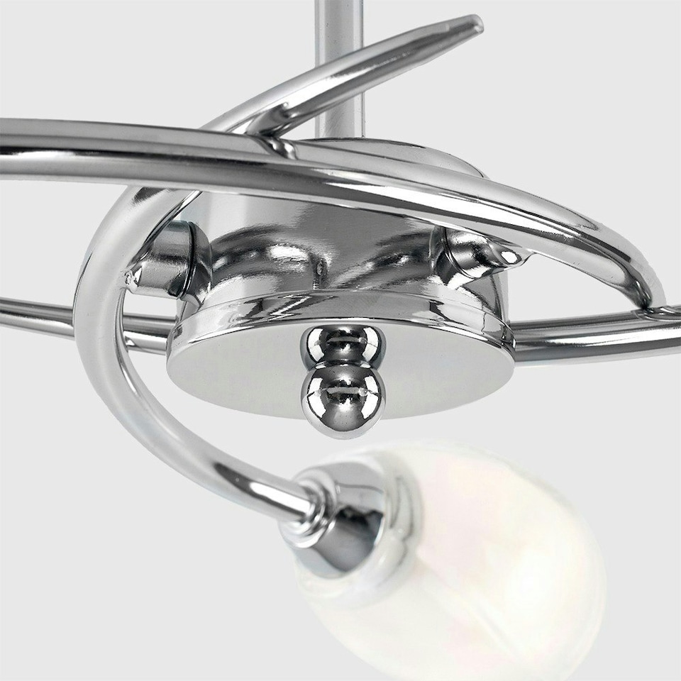 image 1 of ValueLights Modern Chrome 3 Way Ceiling Light With Frosted Glass Shades