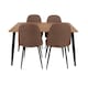 image 3 of Core Products Aspen Dining Set - Rectangular Table and Four Brown Fabric Upholstered Chairs, H75.0cm x W80.0cm x L120.0cm Brown