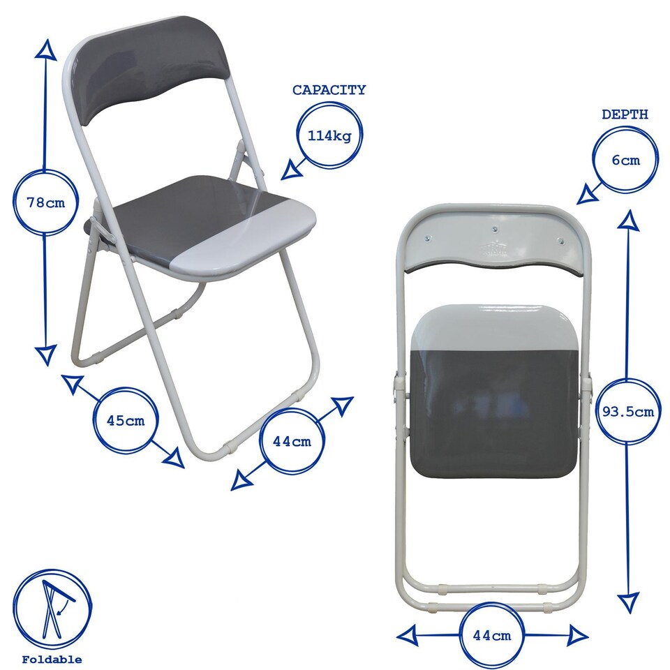 image 1 of Harbour Housewares Coloured Padded Folding Chairs - Blue - Pack of 6 | Blue | Blue