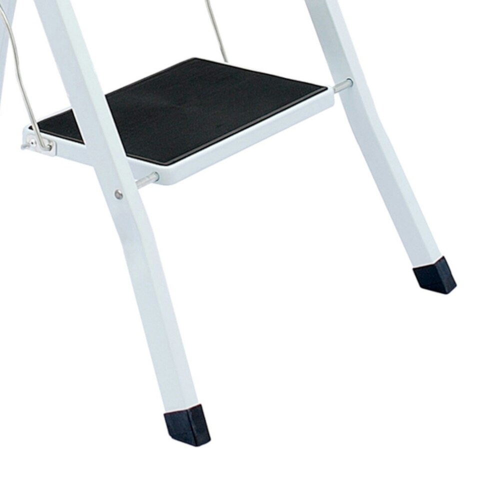 image 1 of Oypla Foldable 3 Step Ladder Stepladder Non Slip Tread Safety Steel White