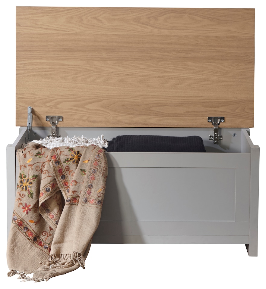 image 1 of Lancaster Ottoman Storage Box | Grey | Grey