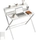 image 1 of HOMCOM Folding Desk with 2-Tier Shelf for Home Office | White