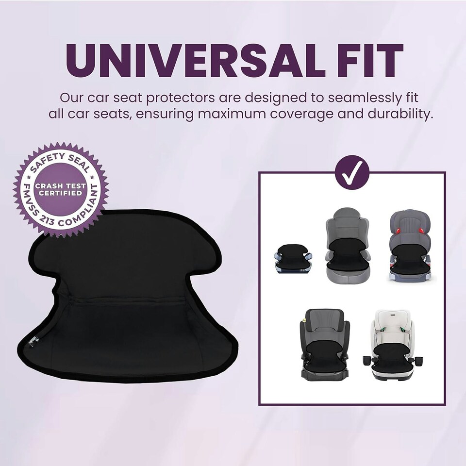 image 1 of Potty Training Car Seat Protector Cover for Spills, Nappy Leaks, and Accidents - No Bucklehole Black