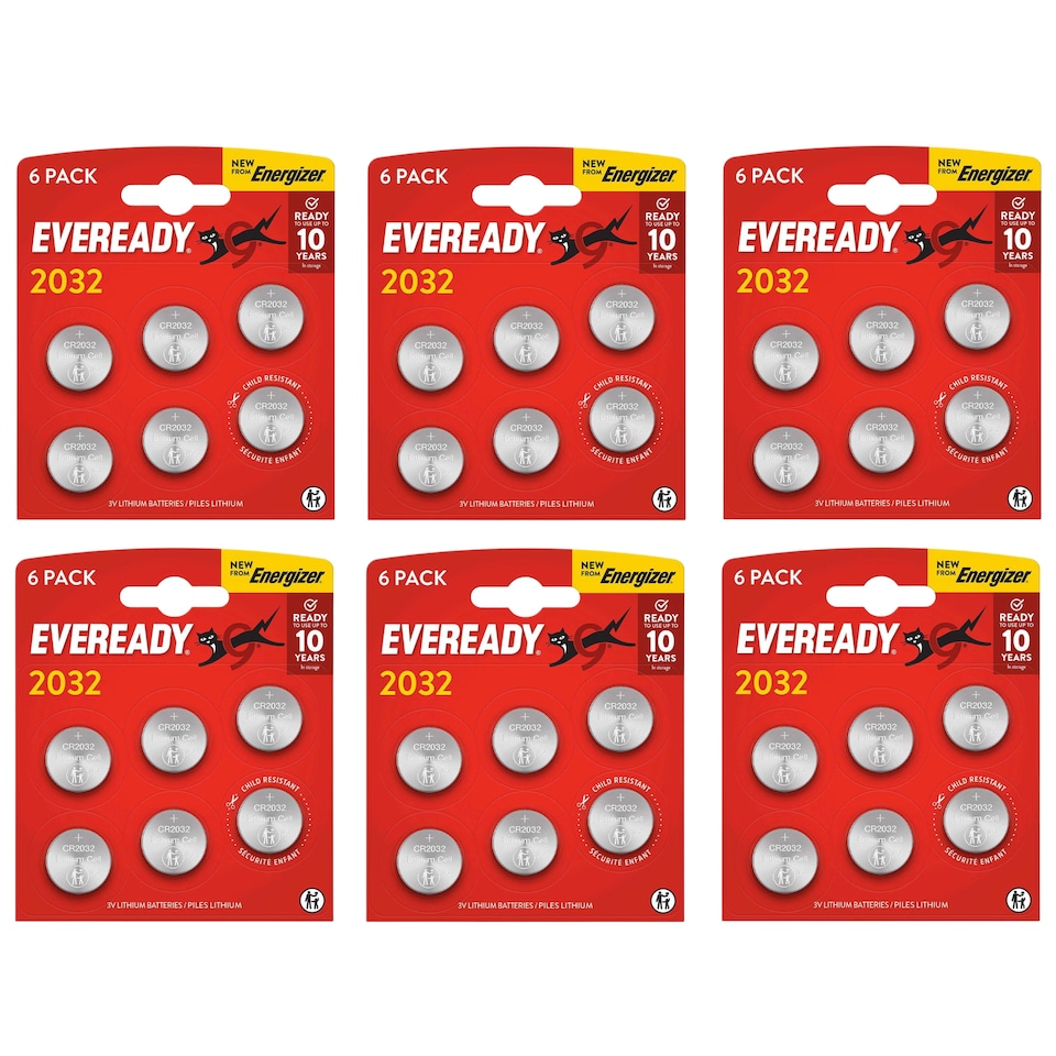 Eveready CR2032 Lithium Coin Batteries - Pack of 36