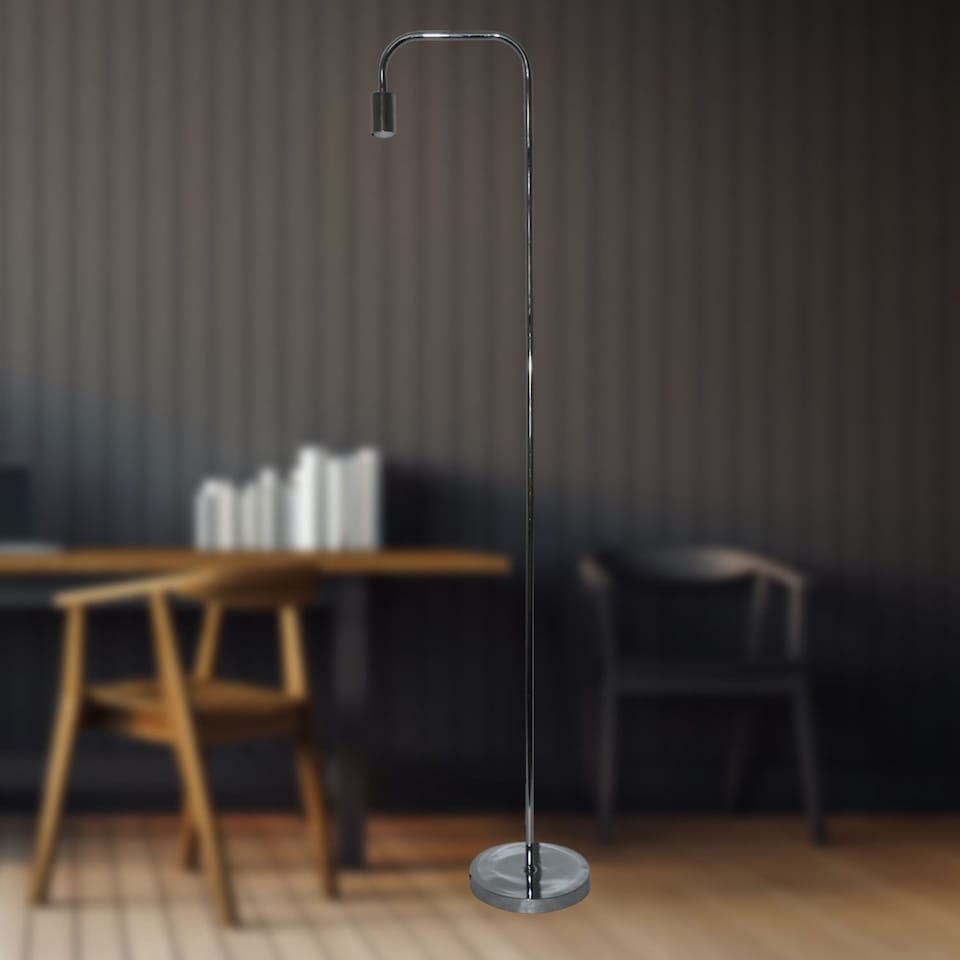 image 1 of Leroy - Chrome 151cm Exposed Bulb Floor Lamp | Chrome | Small | 1