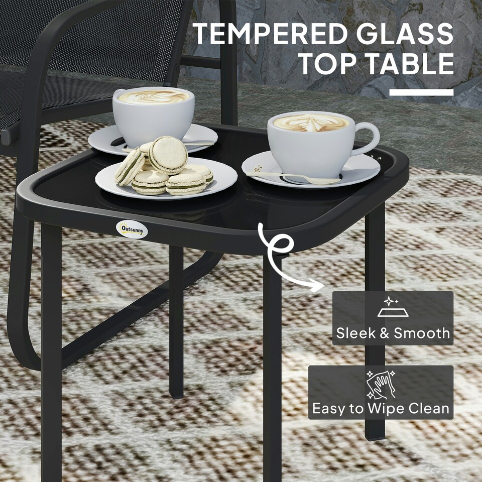 image 1 of Outsunny Garden Bistro Set, Metal Garden Furniture Set with Mesh Chairs