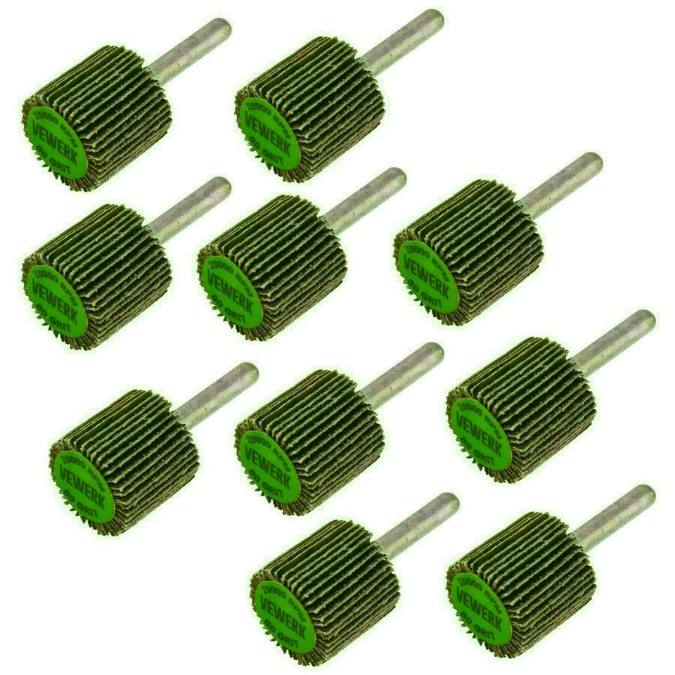 image 1 of Flap Wheel Disc Shaft Mounted Abrasive Sanding Drill 25mm 80Grit 10PK AT092