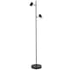 image 2 of LED Double Spot Black Metal Floor Lamp with Foot Switch and Adjustable Heads | Black