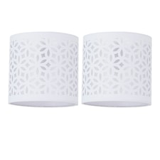 First Choice Lighting Set of 2 White Laser Cut 15.5cm Table Lamp Shades White