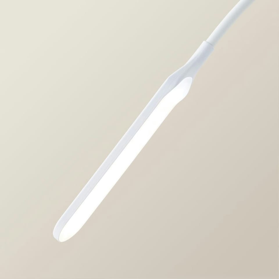 image 1 of ValueLights Daylight Dimmable Gloss White Floor Lamp and Integrated LED 12W White Mix 6000K Bulb | White