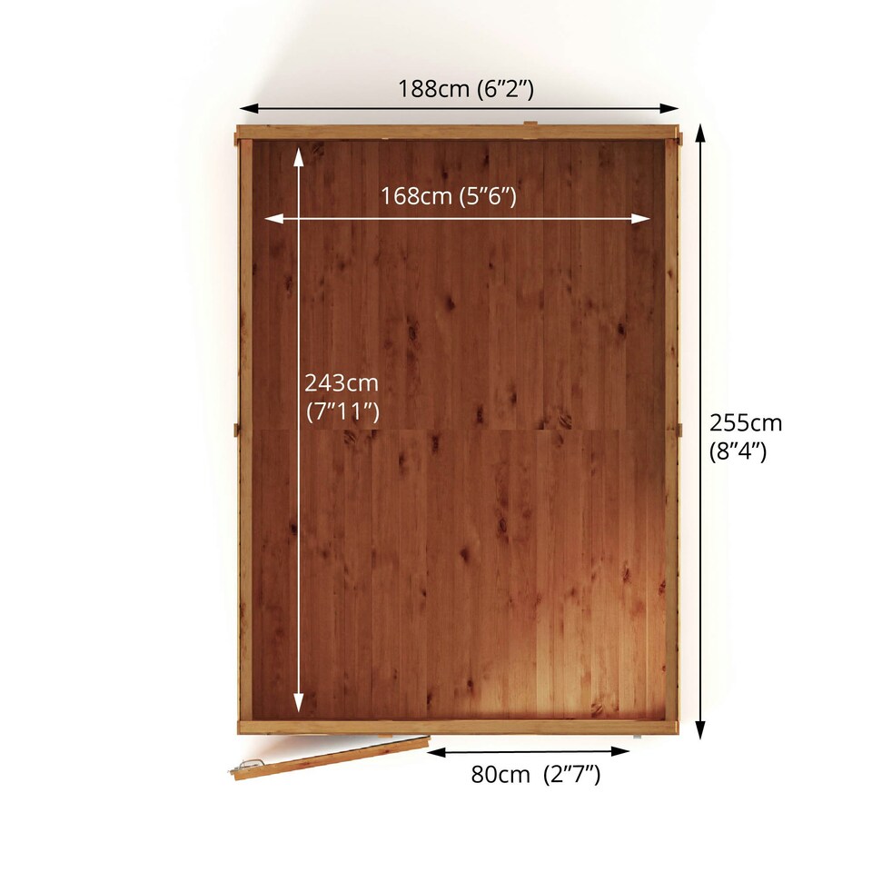 image 1 of 8 x 6 Garden Shed Pent Roof Wooden Shiplap Storage Shed Brown