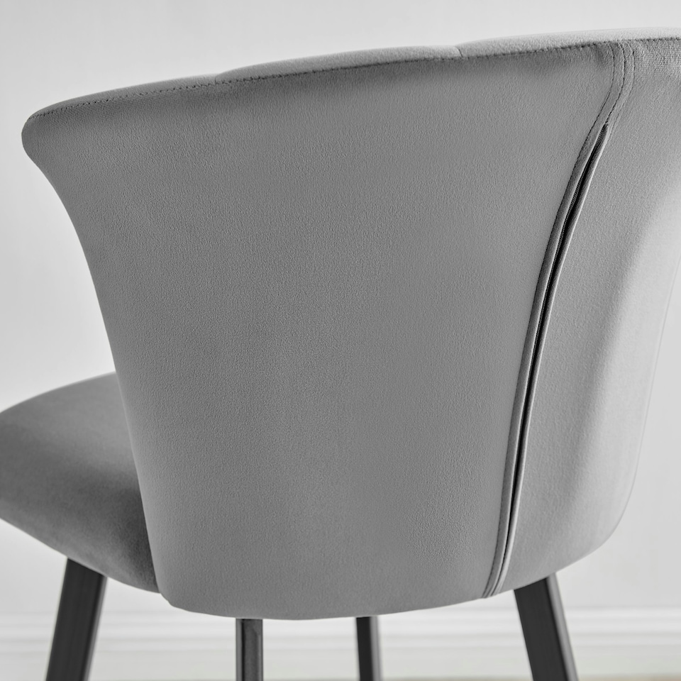 image 1 of Furniturebox 2x Juniper Grey Velvet Black Leg Bar Stools