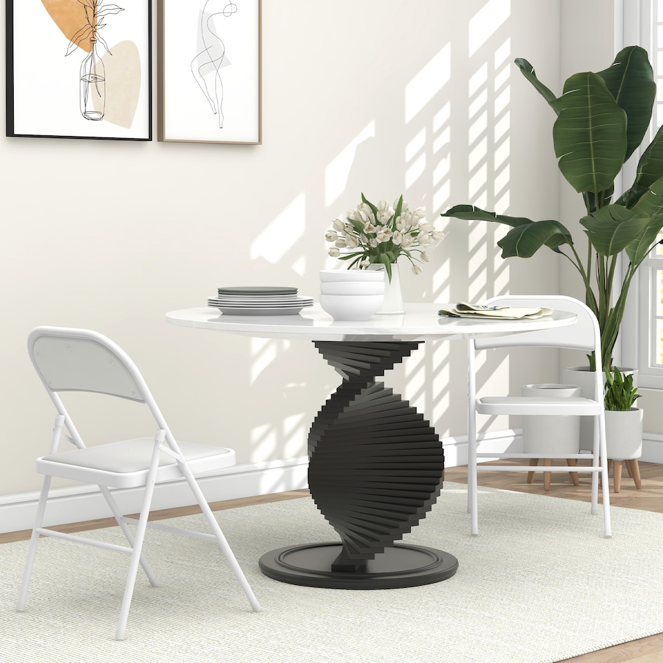 image 1 of HOMCOM Padded Folding Chairs Set of 2 PU Leather Foldable Chairs with Cushioned Seat and Metal Frame for Home Office Dining Computer Desk Reception Room White