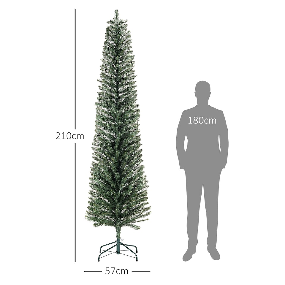 image 1 of HOMCOM 7 Foot Artificial Pencil Christmas Tree with Branches, Green