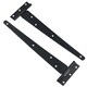 image 5 of 10in / 250mm Heavy Duty T Tee Hinges For Shed + Garden Gates Black Finish 6pc