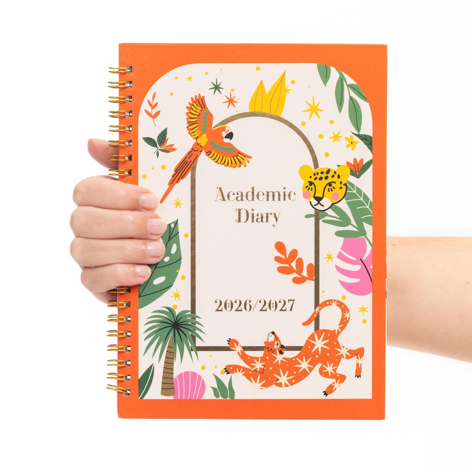 image 1 of 2026 - 2027 Academic Diary A5 Week to View - Spiral Bound Mid Year Planner Aug 2026 to Jul 2027 - Hardback | Cream | Trop