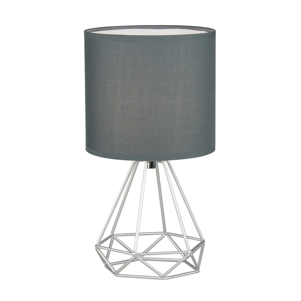 image 1 of First Choice Lighting Set of 2 Christie Silver Geometric Lamps Silver | Grey