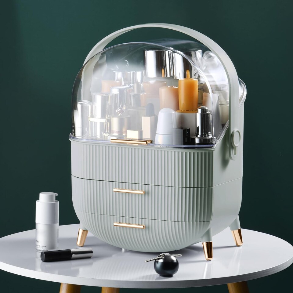 image 1 of Neo Three Layer Cosmetic Makeup Vanity Beauty Storage Organiser Skincare Display Box Case Holder