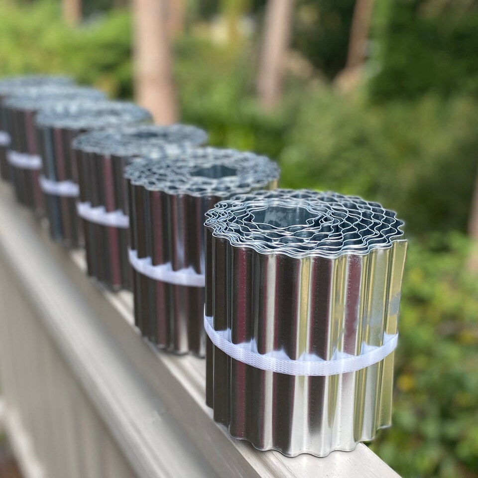 image 1 of Galvanised Metal Corrugated Garden Lawn Edging (5m x 16.5cm) - 8 Rolls