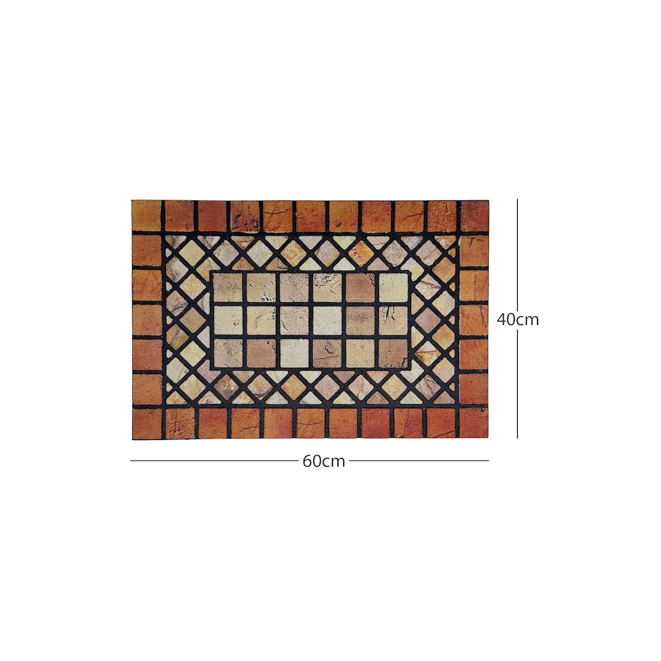 image 1 of Nicoman Rubber Elegant Red Tile Doormat - 60x40cm