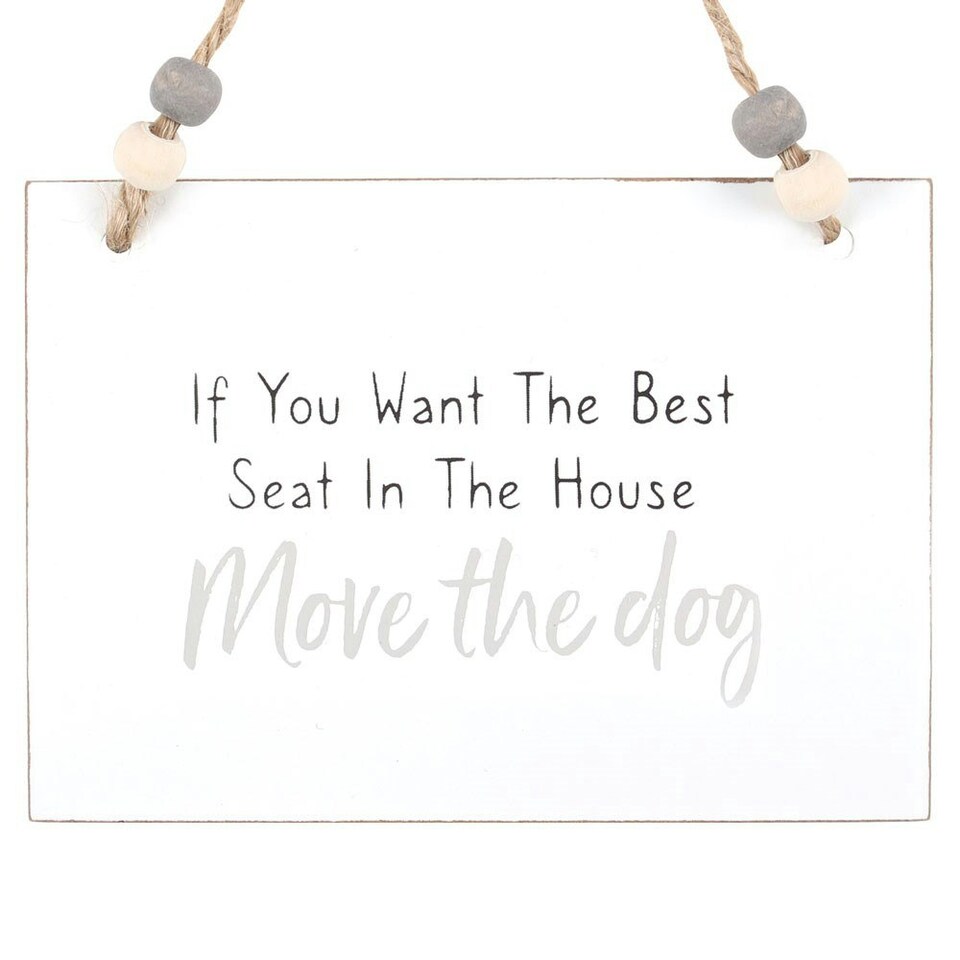 image 1 of Something Different Move The Dog Hanging Sign - White/Black - One Size