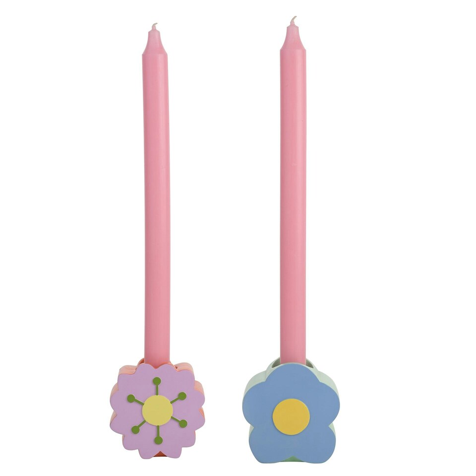 image 1 of Raspberry Blossom Set of 2 Candle Holders Multi