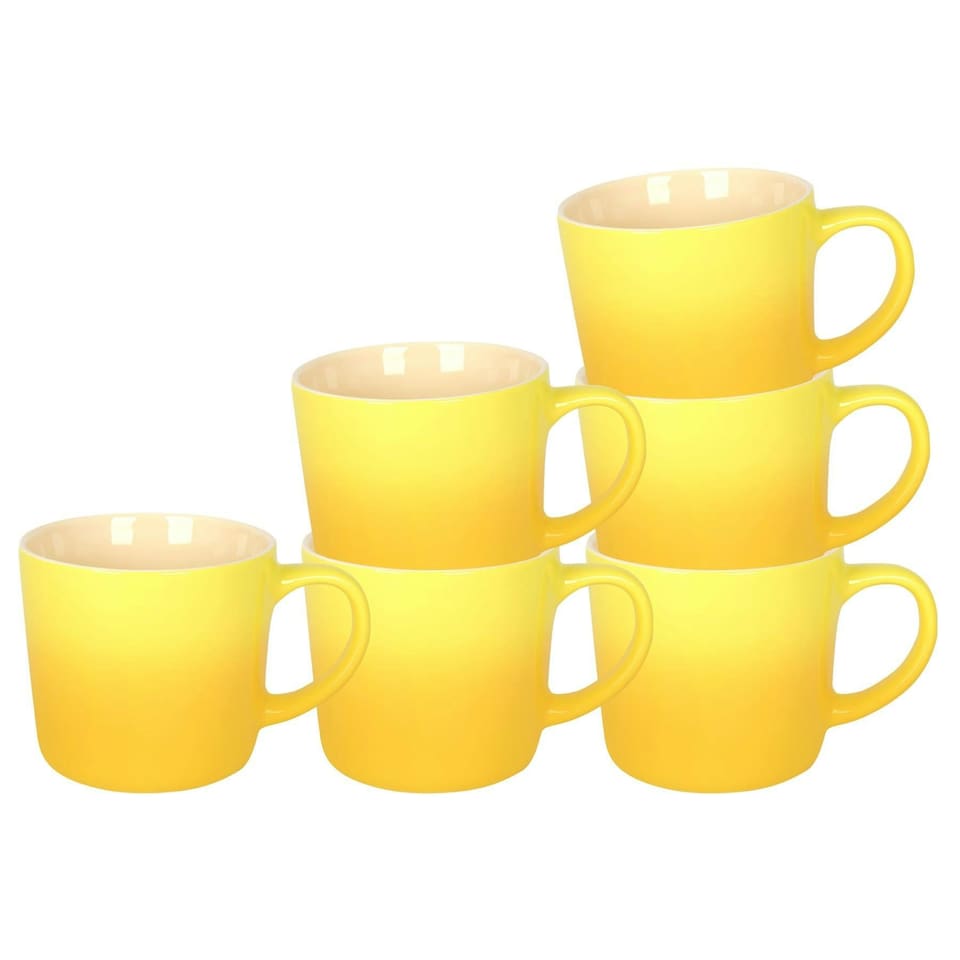 image 1 of Argon Tableware New Bone China Mugs - 330ml - Yellow Ombre - Pack of 6 Yellow