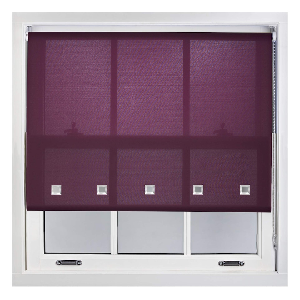 image 1 of FURNISHED Daylight Roller Blind Made to Measure with Chome Round Eyelets | Purple | Aubergine | (W) 60cm x (L) 210cm