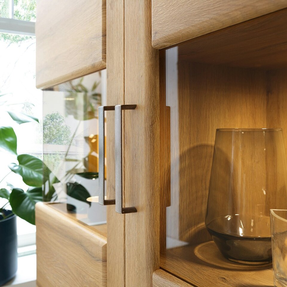 image 1 of Cortina Tall Wide 2 Door glazed Display Cabinet in Grandson Oak